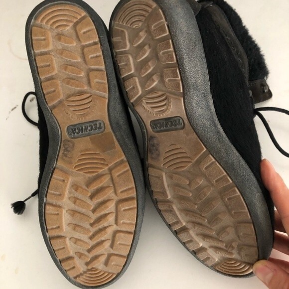 TECNICA Animal Hair Suede Sherpa Lined LaceUp Black Boots Made in Italy VINTAGE - Picture 7 of 9
